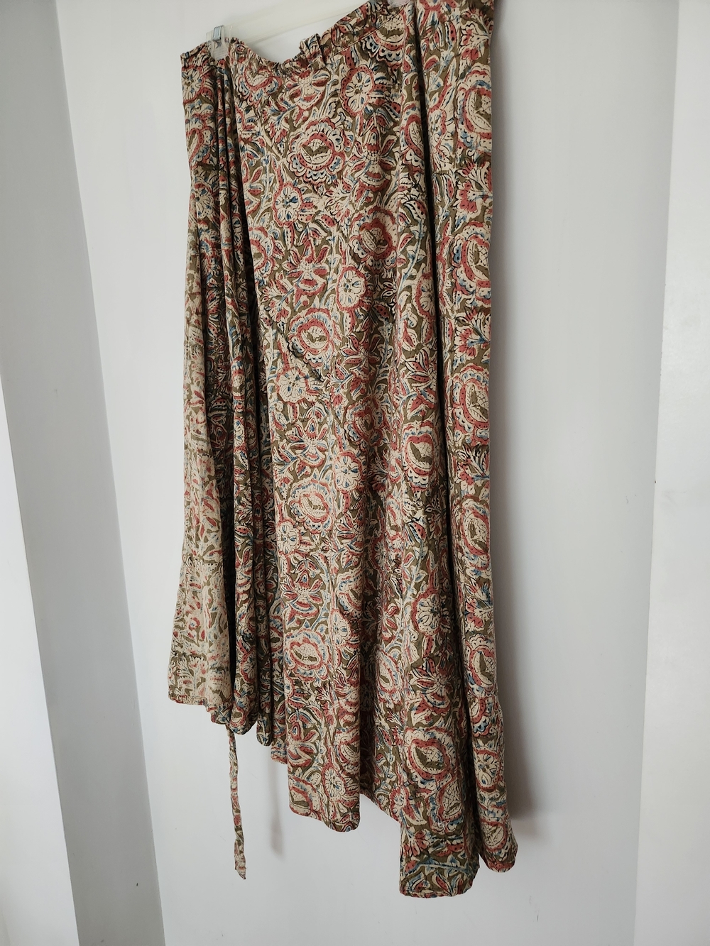 Floral Paisley Wrap Skirt, Rust, 100% Cotton Full Length OSFA, Handmade, Fall